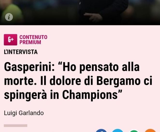 Gasperini alla Gazzetta: “Ho avuto il Covid. Ho avuto paura di morire”